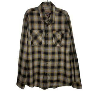 Dixxon Flannel Co Brownells Mens Medium Big Iron Plaid Shirt Pearl Snaps Collab